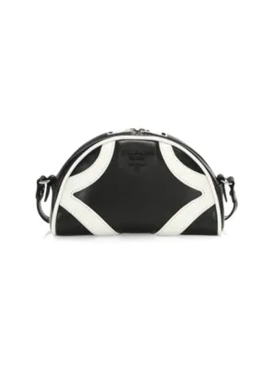 Shop Prada Women's Leather Crossbody Bowling Bag In Black White