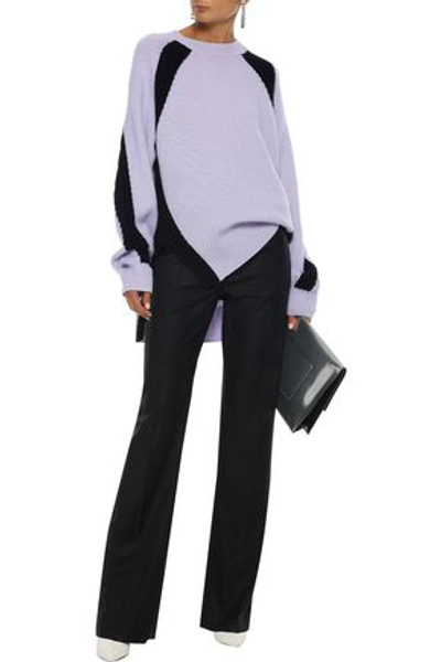 Shop Amanda Wakeley Oversized Two-tone Cashmere Sweater In Lilac