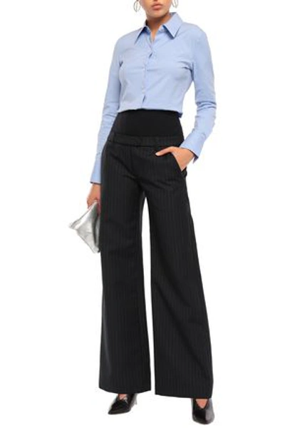 Shop Ellery Woman Stretch Jersey-paneled Cady Bootcut Pants Black