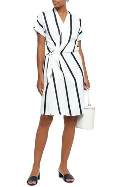 Shop Equipment Leonce Striped Washed-twill Wrap Dress In White