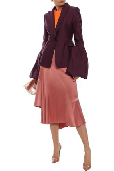 Shop Roksanda Woman Narika Wool And Silk-blend Blazer Plum