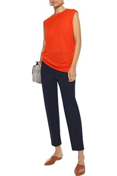 Shop Theory Easy Cropped Stretch-cotton Twill Slim-leg Pants In Midnight Blue