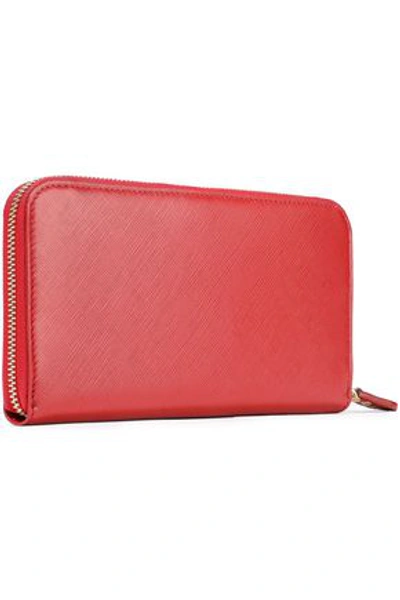 Shop Ferragamo Salvatore  Woman Textured-leather Continental Wallet Red