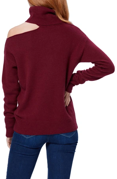 Shop Paige Raundi Cutout Shoulder Sweater In Deep Burgundy