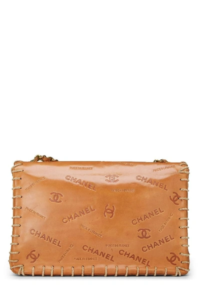 Pre-owned Chanel Brown Embossed Logo Calfskin Half Flap Maxi