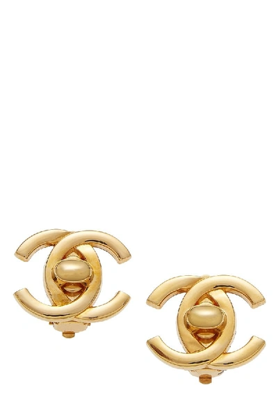 Shop Chanel Gold 'cc' Turnlock Earrings Small