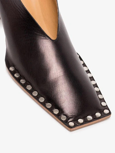 Shop Jil Sander Brown 70 Anklet Studded Leather Pumps