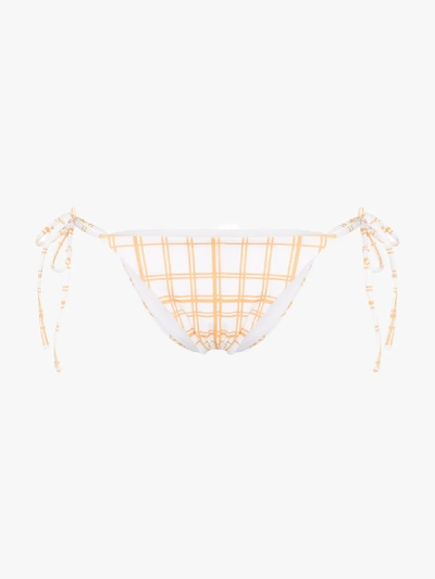 Shop Ambra Maddalena Gigi Check Bikini Bottoms In White