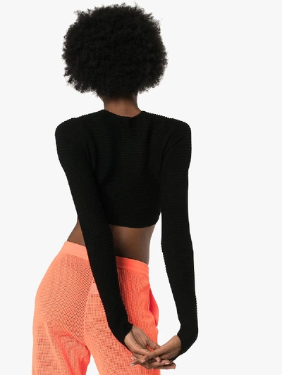 Shop Adam Selman Sport Ribbed Knit Crop Top In Black