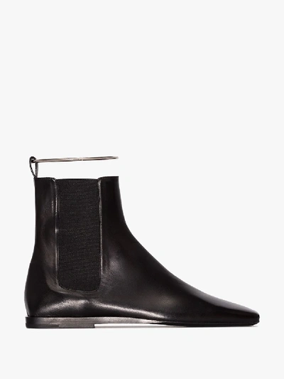 Shop Jil Sander Black Anklet Leather Chelsea Boots