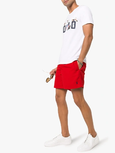 Shop Polo Ralph Lauren Mens Embroidered Logo Swim Shorts In Red