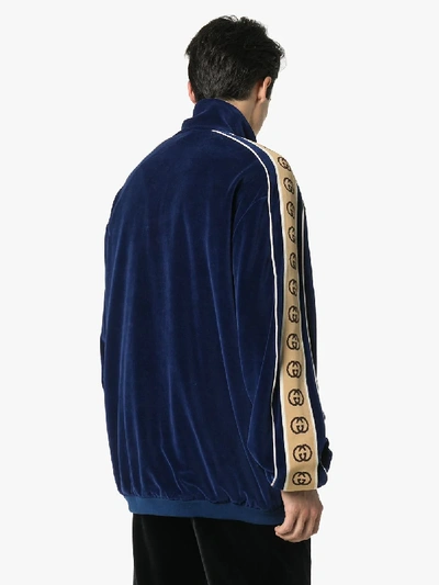 Shop Gucci Oversized Chenille Track Jacket In Blue