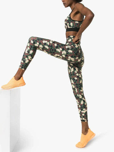 Shop Adam Selman Sport French Cut Printed Leggings In Green