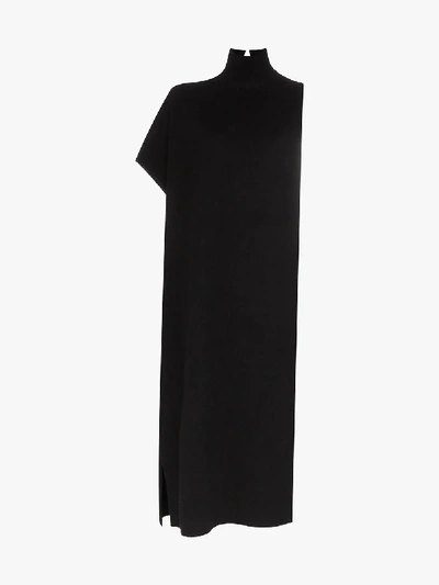 Shop Jil Sander Asymmetric Wool Cape In Black