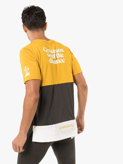 Shop Nike Mens X Gyakusou Yellow Colour Block Sports T-shirt