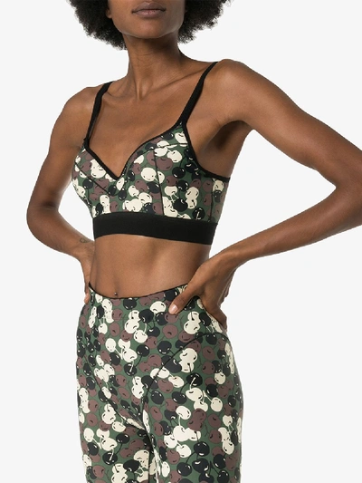 Shop Adam Selman Sport Push It Printed Sports Bra In Green