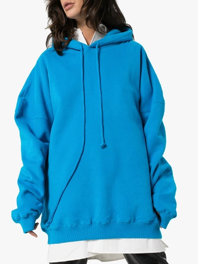 Shop We11 Done We11done Oversized Logo Print Hoodie In Blue