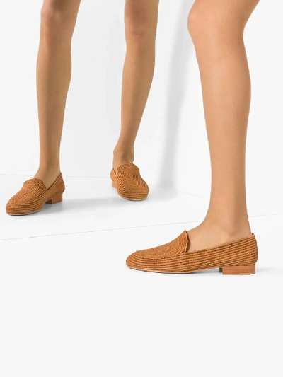 Shop Carrie Forbes Brown Atlas Raffia Loafers