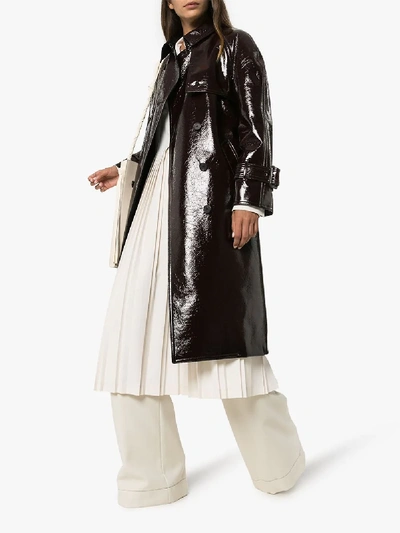 Shop Joseph Faux Leather Trench Coat In Brown