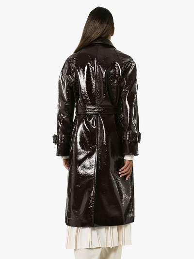 Shop Joseph Faux Leather Trench Coat In Brown