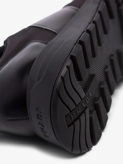 Shop Prada Prax 01 Runner Sneakers - Men's - Leather/rubber/polyamidepolyamide In Black