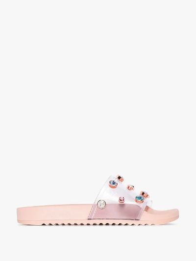 Shop Sophia Webster Pink Dina Gem Embellished Slides