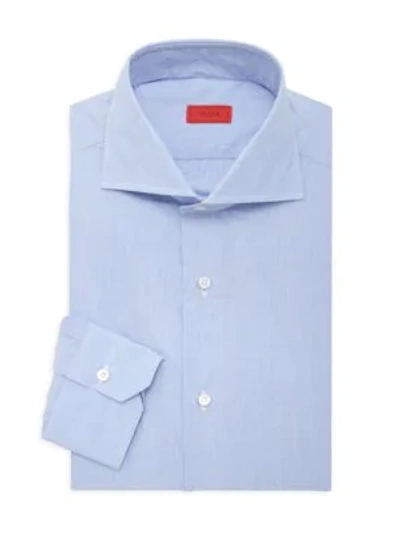 Shop Isaia Micro Effect Dress Shirt In Light Blue