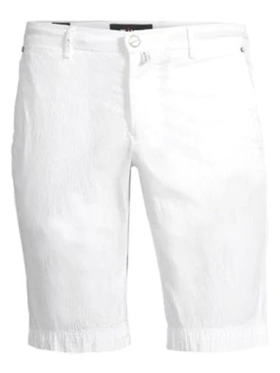 Shop Kiton Seersucker Shorts In White