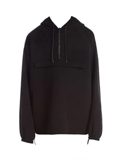 Shop Fendi Hooded Quarter-zip Anorak In Black