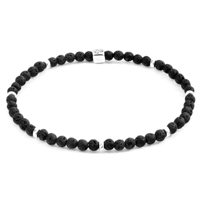 Shop Anchor & Crew Black Lava Tekapo Silver & Stone Bracelet