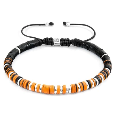 Shop Anchor & Crew Orange Kariba Silver & Vinyl Disc Macrame Bracelet