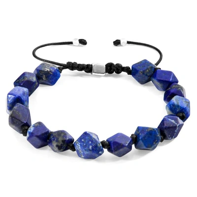 Anchor & Crew Blue Lapis Lazuli Zebedee Silver & Stone Beaded Macrame Bracelet
