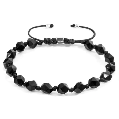 Shop Anchor & Crew Black Agate Zebedee Silver & Stone Beaded Macrame Bracelet