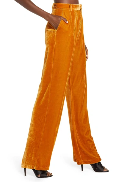 Endless Rose Velvet Wide Leg Pants In Yellow