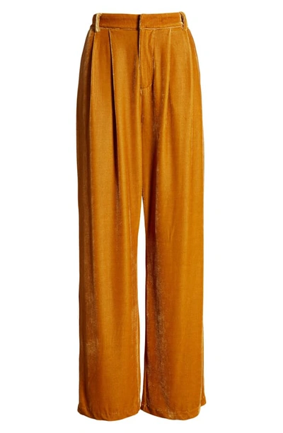 Endless Rose Velvet Wide Leg Pants In Yellow