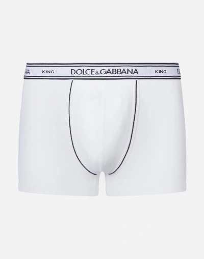 Shop Dolce & Gabbana Stretch Cotton Boxers In White