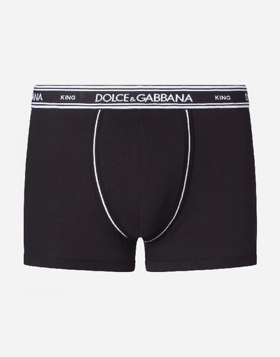 Shop Dolce & Gabbana Stretch Cotton Boxers In Black