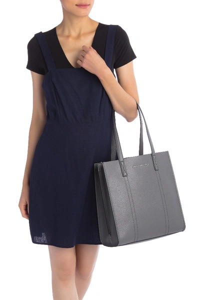 Shop Marc Jacobs Repeat Leather Tote In Shadey Grey