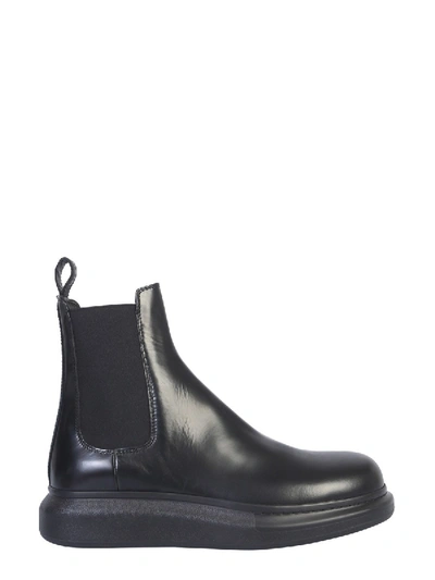 Shop Alexander Mcqueen Platform Elasticated Panel Ankle Boots In Black