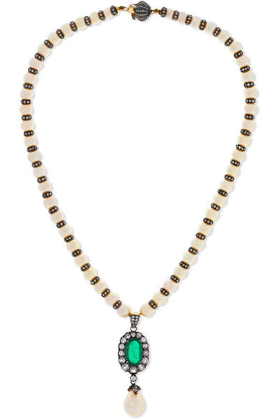 Shop Amrapali 18-karat Gold And Rhodium-plated Multi-stone Necklace