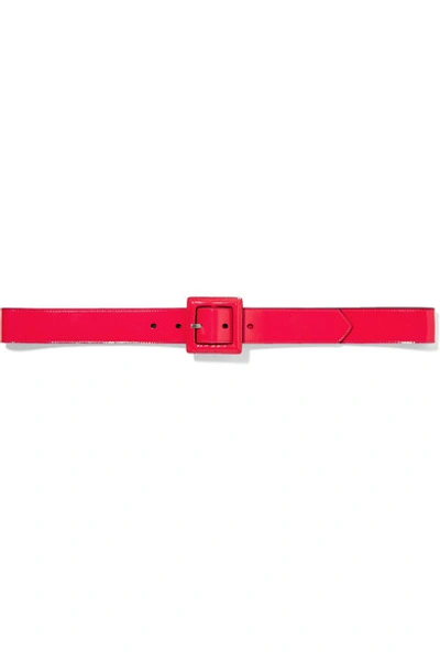 Shop Saint Laurent Neon Patent-leather Belt In Bright Pink