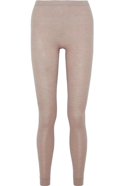 Shop Hanro Slub Silk And Cashmere-blend Leggings In Ecru