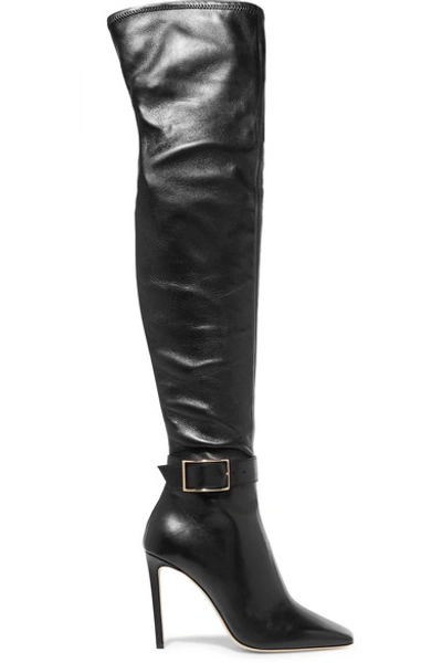 Shop Jimmy Choo Takara 100 Leather Over-the-knee Boots In Black