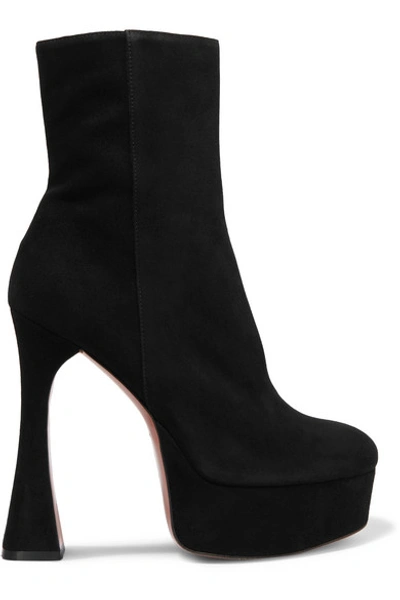 Shop Amina Muaddi Dua Suede Platform Ankle Boots