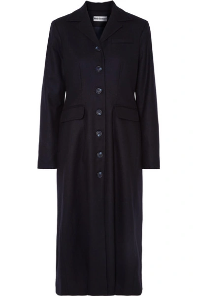 Shop Molly Goddard Karolina Shirred Wool-blend Coat In Navy