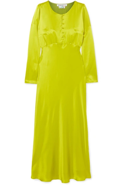 Shop Bernadette Florence Silk-satin Midi Dress In Green