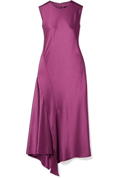 Shop Sies Marjan Vanessa Paneled Textured-satin Midi Dress In Violet