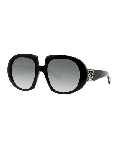 Shop Loewe Round Acetate Sunglasses In Black