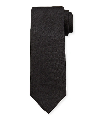 Shop Brioni Men's Woven Chevron Silk Tie In Black