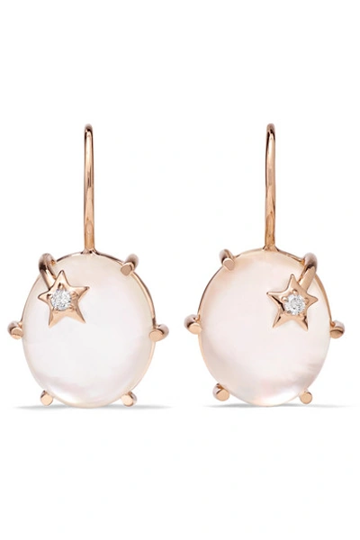 Shop Andrea Fohrman Mini Galaxy 18-karat Rose Gold, Moonstone And Diamond Earrings